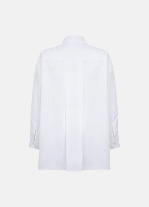 Terza Oversized Rolling-up White Cotton Shirt