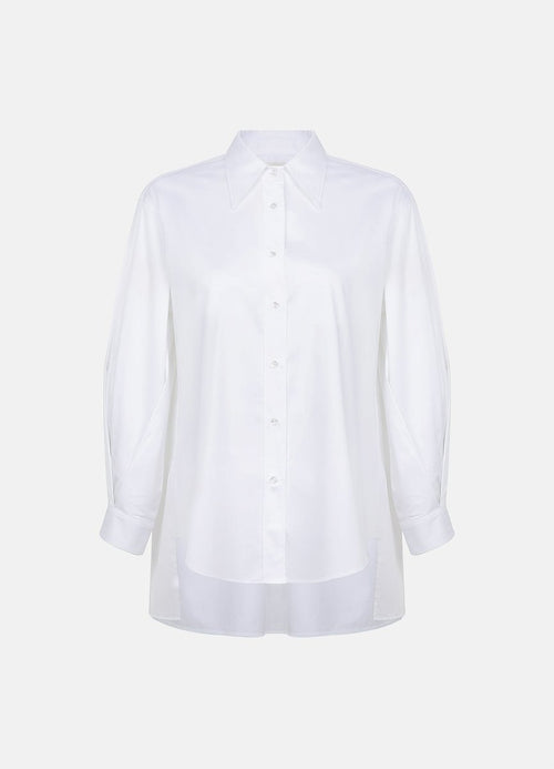 Terza Oversized Rolling-up White Cotton Shirt