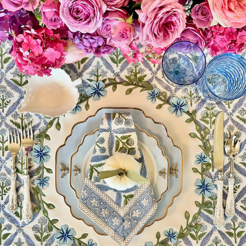 UNITY WHITE & BLUE ROUND FAUX LEATHER PLACEMAT