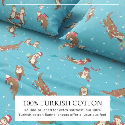 Turkish Cotton Christmas Flannel Sheet - Whittaker Collection