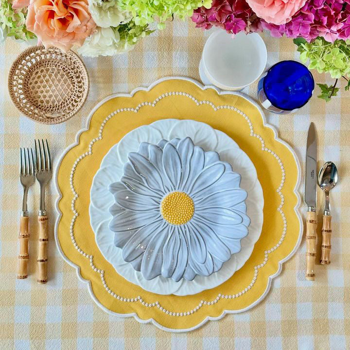 VELORA YELLOW ROUND FABRIC PLACEMAT