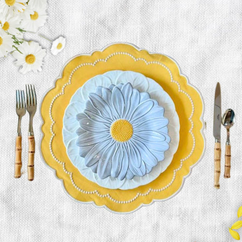 VELORA YELLOW ROUND FABRIC PLACEMAT