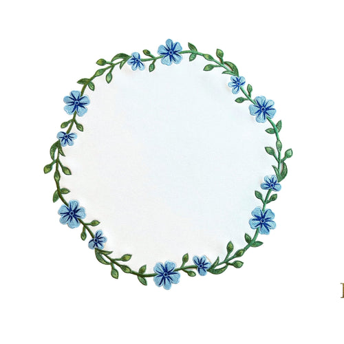 UNITY WHITE & BLUE ROUND FAUX LEATHER PLACEMAT