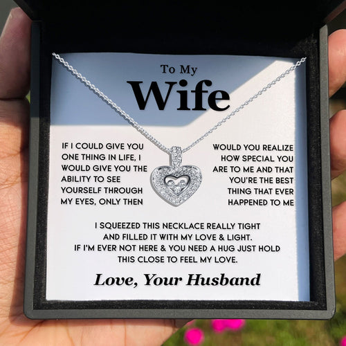 TRYNDI™ To My Wife Floating Heart Necklace With Authentic Swarovski Crystals