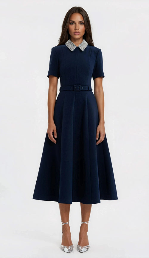Xena S/S Midi – Navy Blue