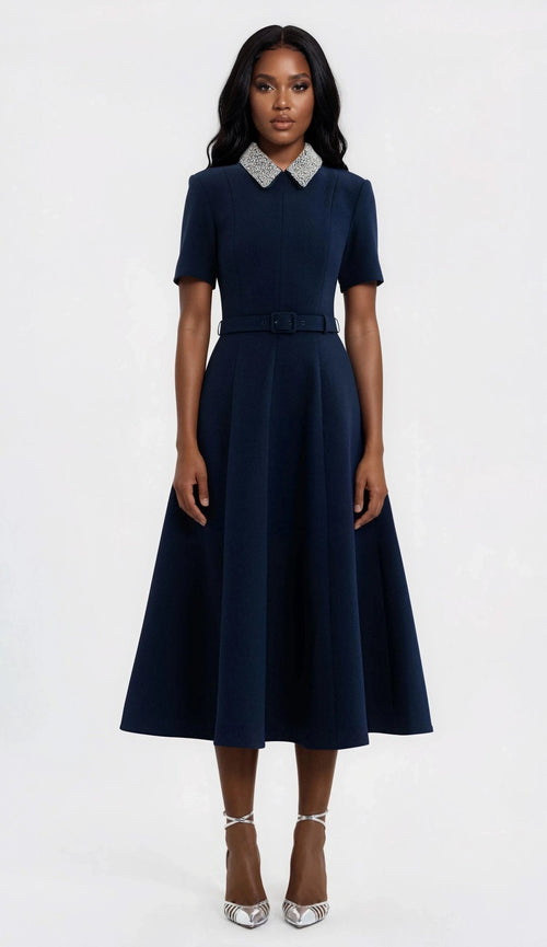 Xena S/S Midi – Navy Blue