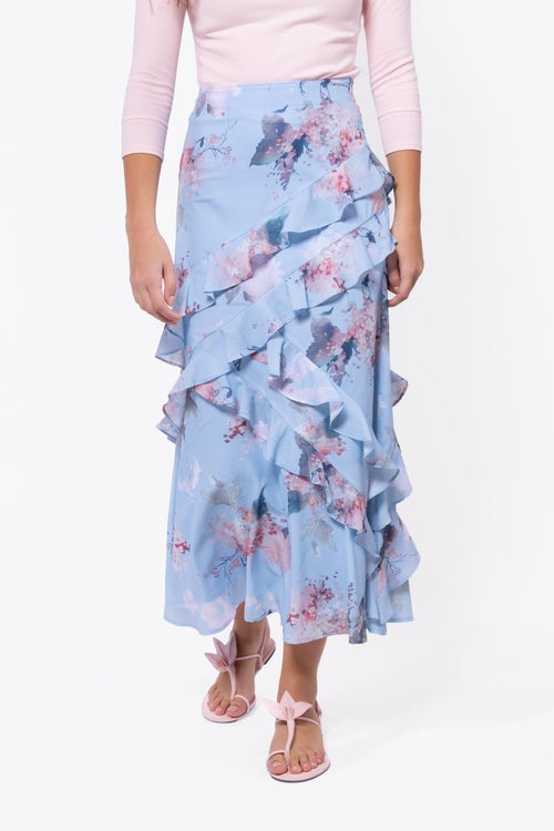 Zella Skirt (Blue Pattern)