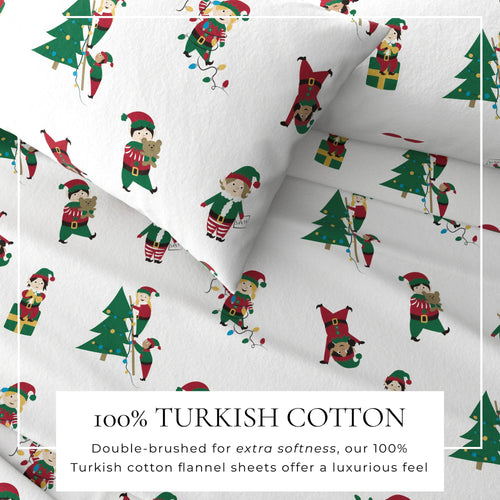 Turkish Cotton Christmas Flannel Sheet - Whittaker Collection