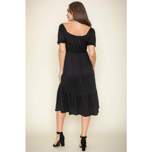 EG Fashion Robe bohème à manches bouffantes et encolure carrée