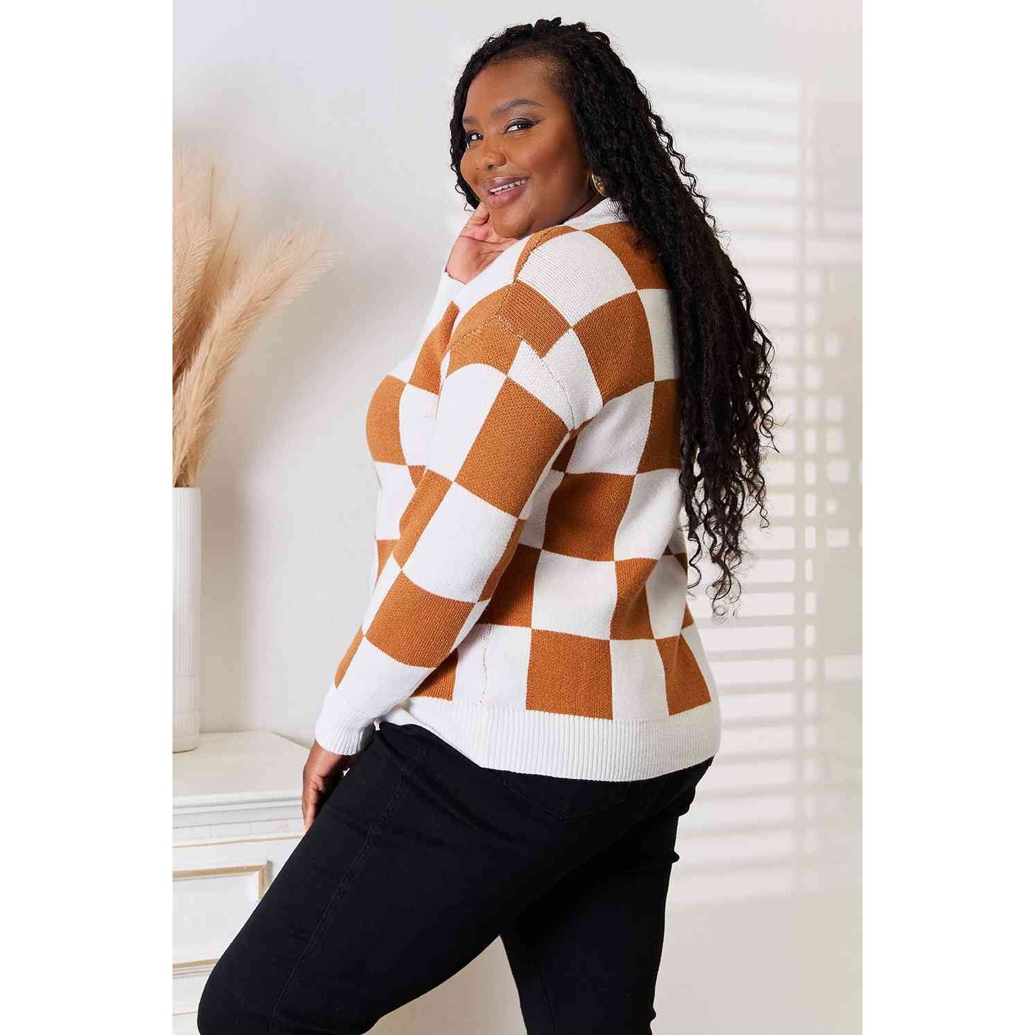 DOUBLE TAKE Button-Up V-Neck Dropped Shoulder Cardigan