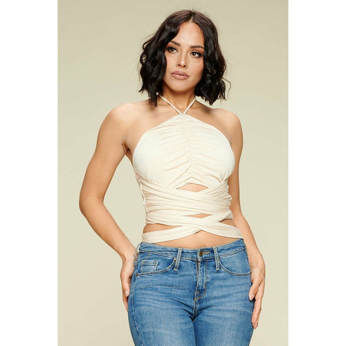 Women's Sexy wrap Lace Crop Halter Summer Top