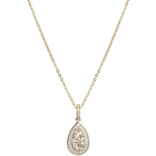 Cubic Zirconia Baguette Teardrop Necklace