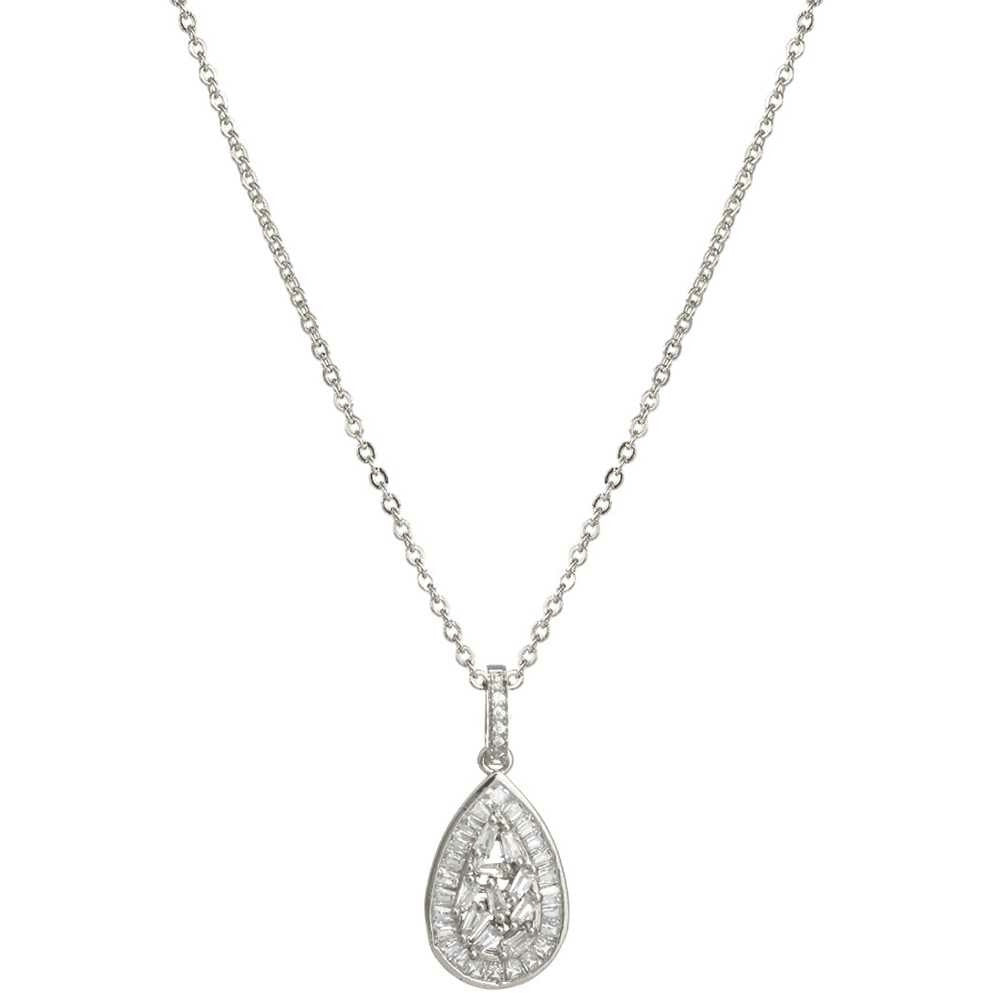 Cubic Zirconia Baguette Teardrop Necklace