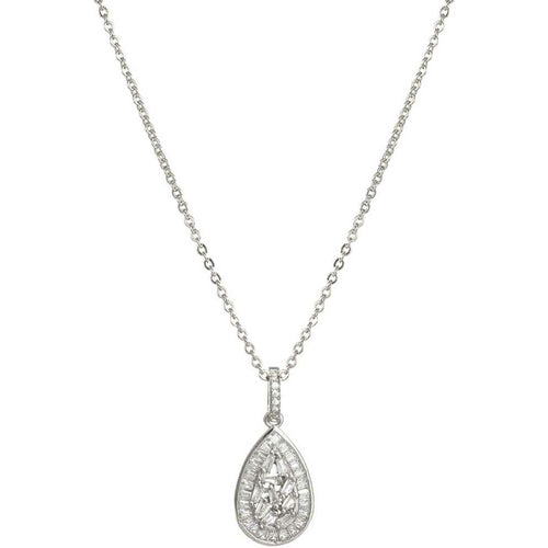 Cubic Zirconia Baguette Teardrop Necklace