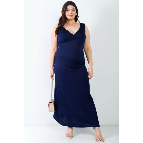 Robe longue sans manches à encolure en V Plus