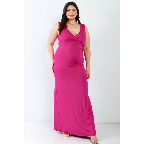 Robe longue sans manches à encolure en V Plus