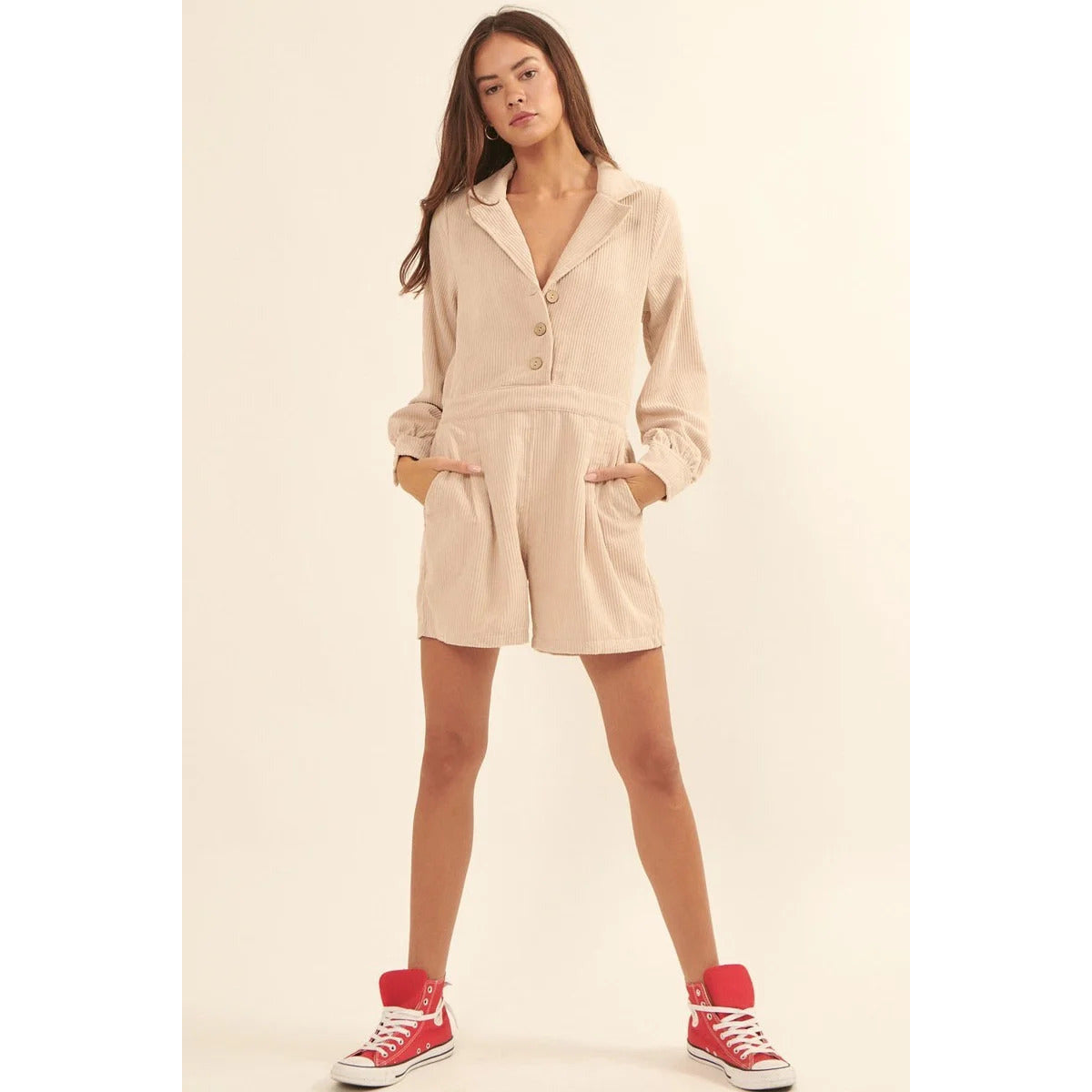 A Woven Corduroy Romper