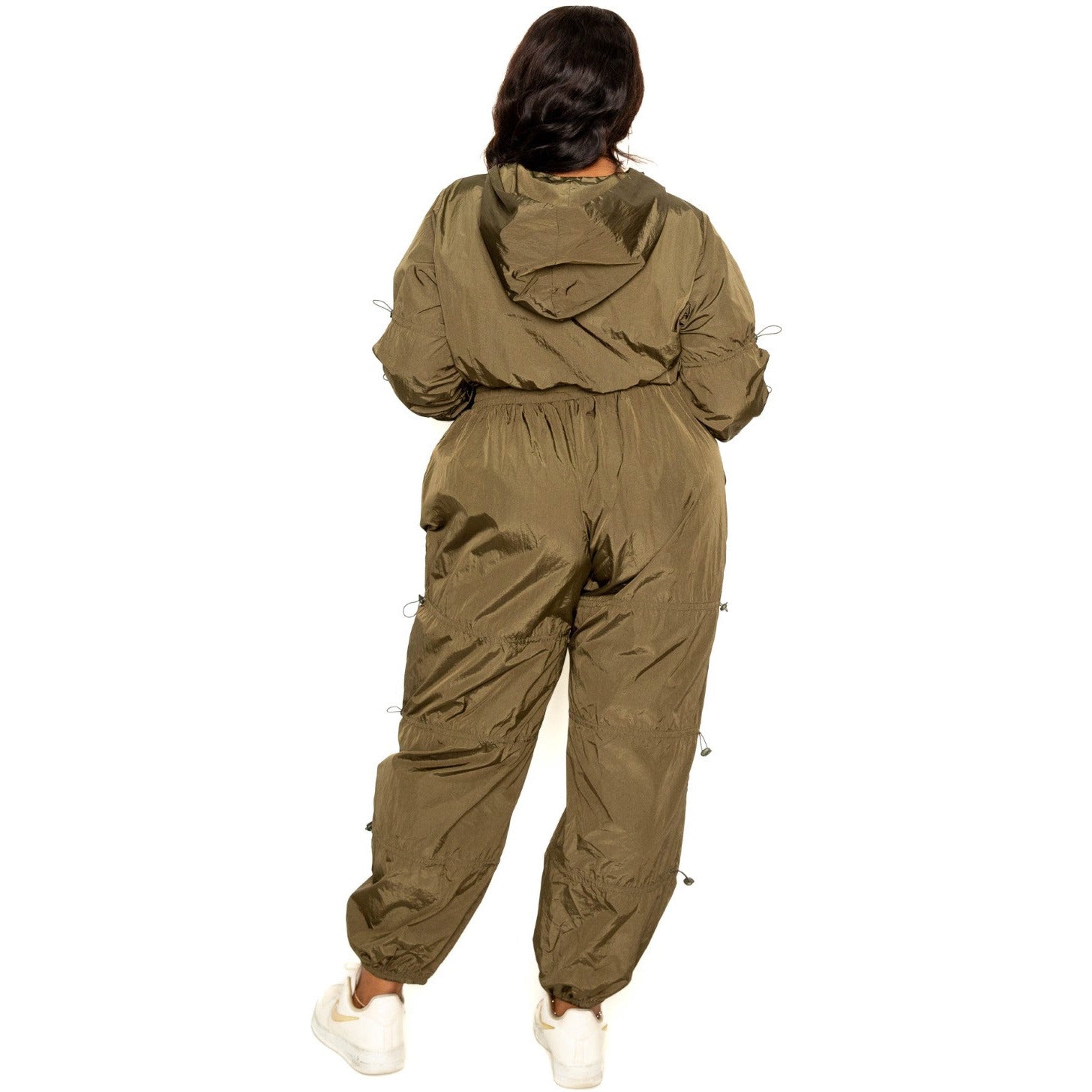 Women's 2 Piece Plus-size Active Zip Up Set With Cord Lock Detail