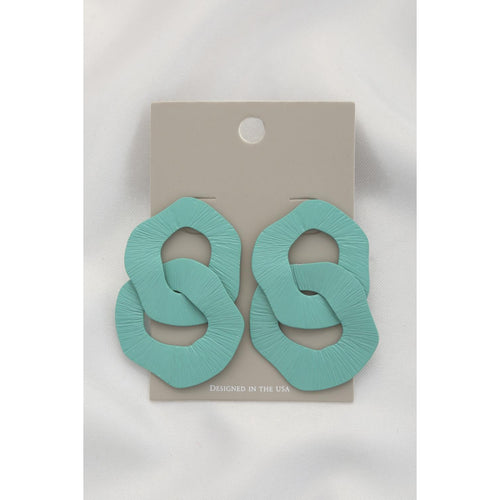 Turquoise  Metal Circle Link Earring
