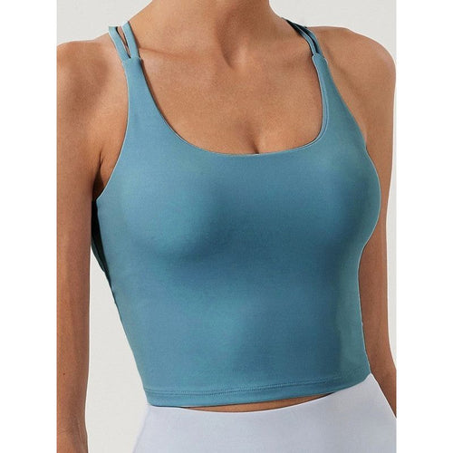 Solid Plain Crossed Back Sports Bra